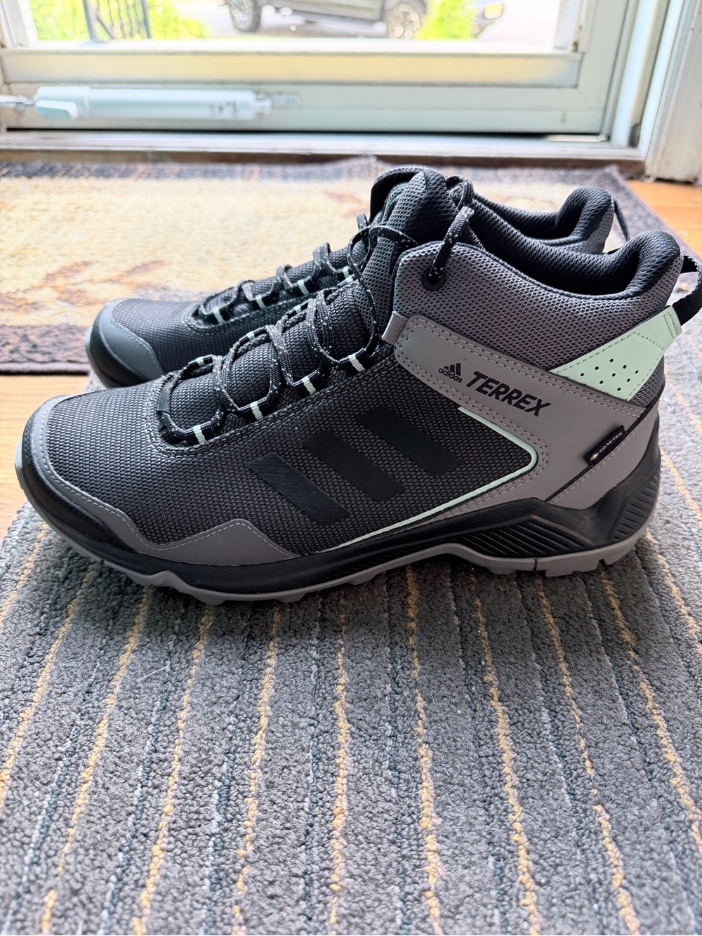 adidas Terrex Mid-Cut Hiking Boots in Black with Mint Accents